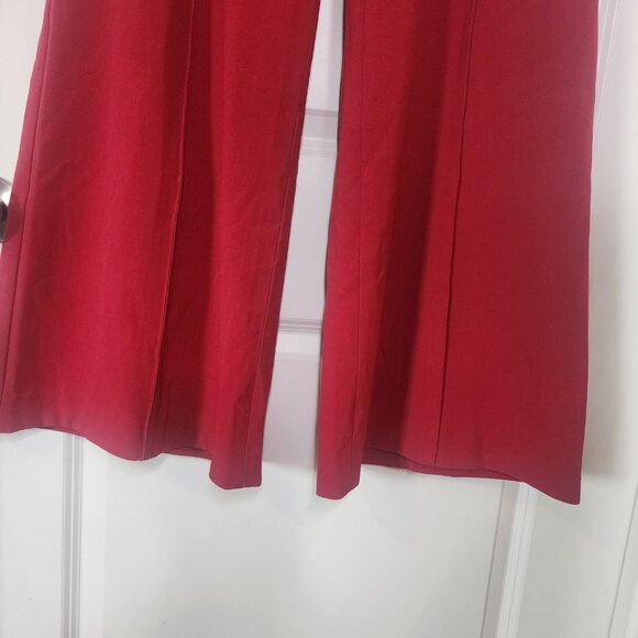 Moda international Red high waisted paper bag flare wide leg dress pants size 10 - Picture 6 of 12